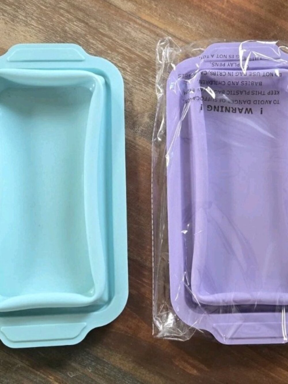 2 Silicone Bread Loaf Pans 9.5 x 5 in Nonstick Baking Pans Mint Purple BPA Free